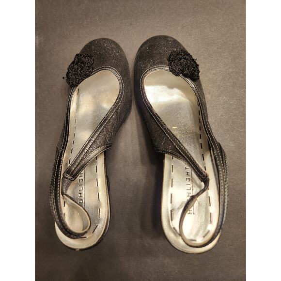 HIGHLIGHTS Glitter Embellished Slingback Pump Heels Womens 8 Charcoal Grey Black - Picture 8 of 12